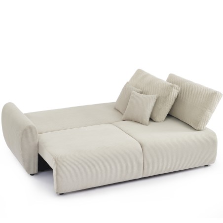 Canapé droit convertible 3 places DANILO velours côtelé beige