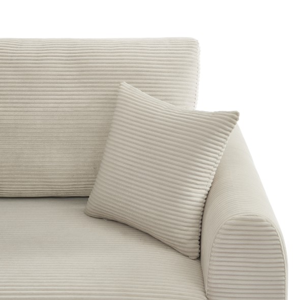 Canapé droit convertible 3 places DANILO velours côtelé beige