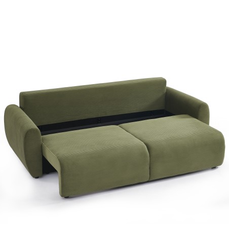 Canapé droit convertible 3 places DANILO velours côtelé vert