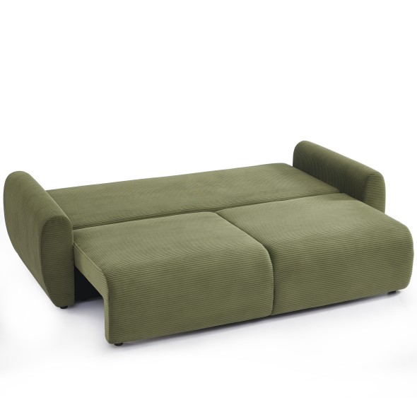 Canapé droit convertible 3 places DANILO velours côtelé vert