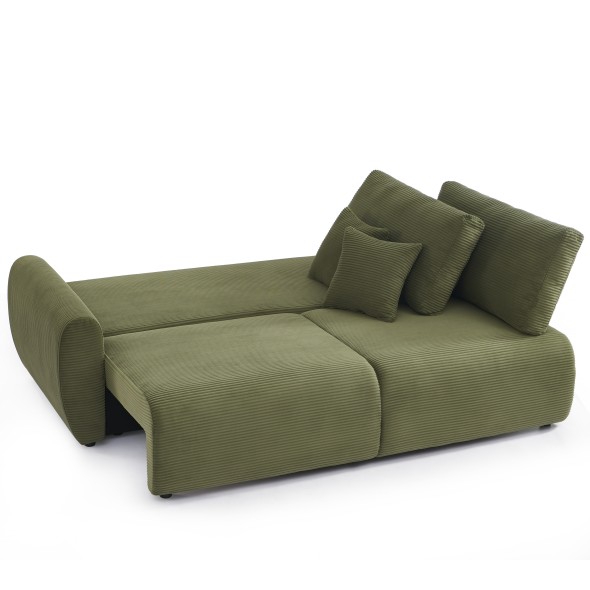 Canapé droit convertible 3 places DANILO velours côtelé vert