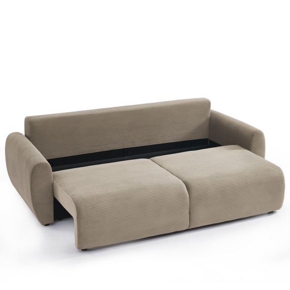 Canapé droit convertible 3 places DANILO velours côtelé taupe