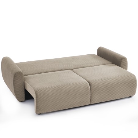 Canapé droit convertible 3 places DANILO velours côtelé taupe