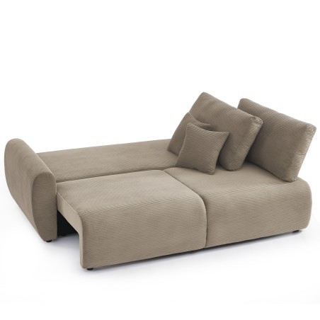 Canapé droit convertible 3 places DANILO velours côtelé taupe