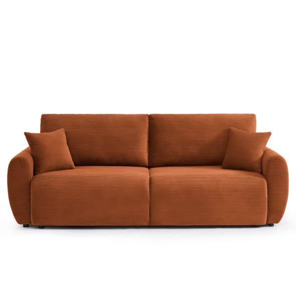 Canapé droit convertible 3 places DANILO velours cotelé terracotta