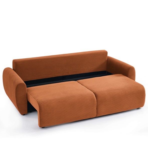 Canapé droit convertible 3 places DANILO velours cotelé terracotta