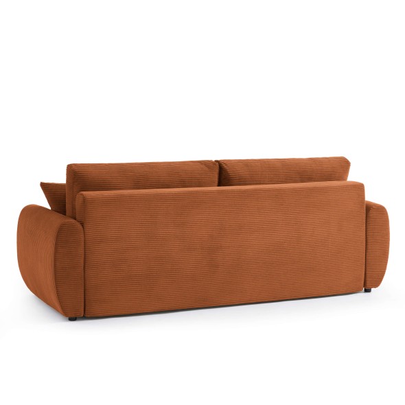 Canapé droit convertible 3 places DANILO velours cotelé terracotta