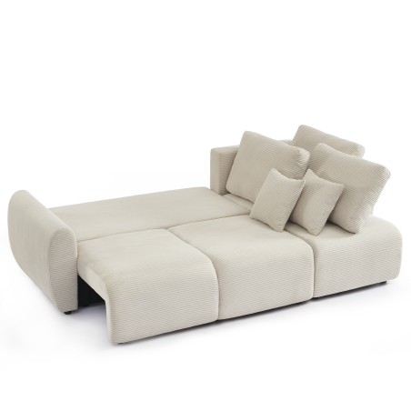 Canapé d'angle convertible et réversible 4 places DANILO velours côtelé beige