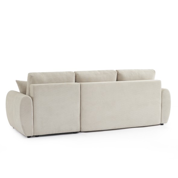 Canapé d'angle convertible et réversible 4 places DANILO velours côtelé beige