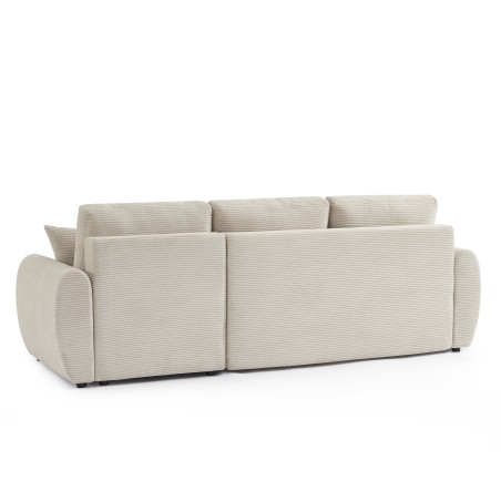 Canapé d'angle convertible et réversible 4 places DANILO velours côtelé beige