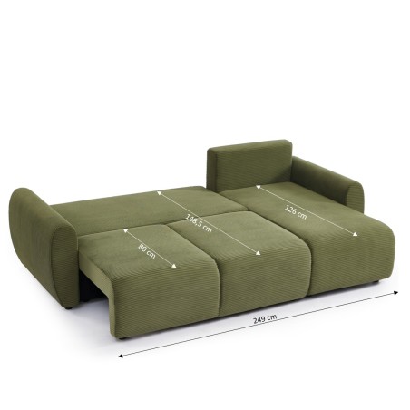 Canapé d'angle convertible et réversible 4 places DANILO velours côtelé vert