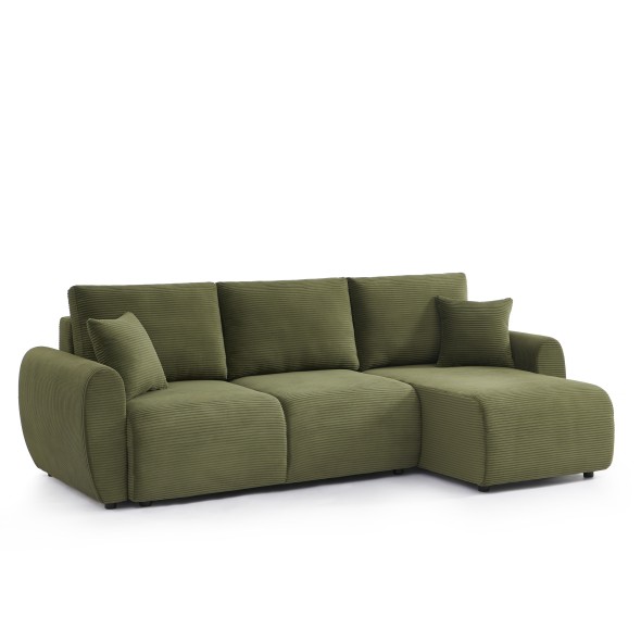 Canapé d'angle convertible et réversible 4 places DANILO velours côtelé vert