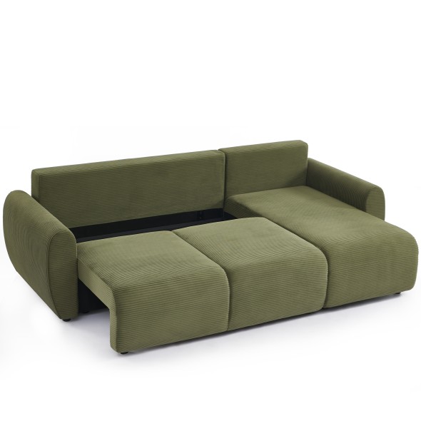 Canapé d'angle convertible et réversible 4 places DANILO velours côtelé vert