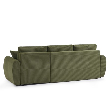 Canapé d'angle convertible et réversible 4 places DANILO velours côtelé vert