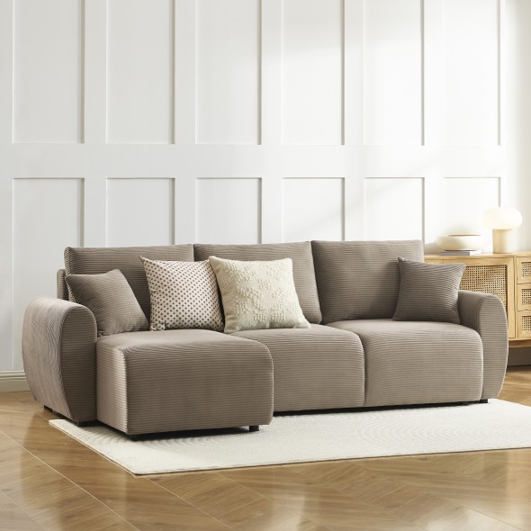 Canapé d'angle convertible et réversible 4 places DANILO velours taupe