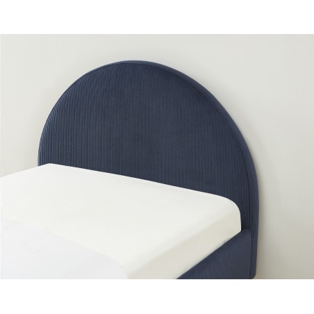 Lit enfant MAGNUS velours cotelé bleu nuit sommier 90x190 inclus