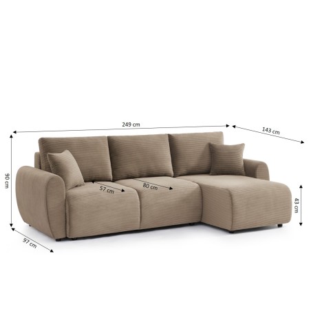 Canapé d'angle convertible et réversible 4 places DANILO velours taupe