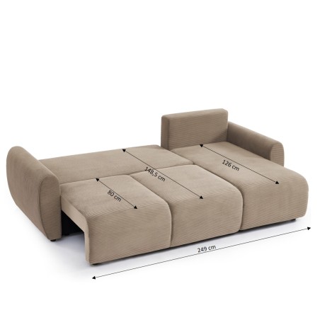 Canapé d'angle convertible et réversible 4 places DANILO velours taupe