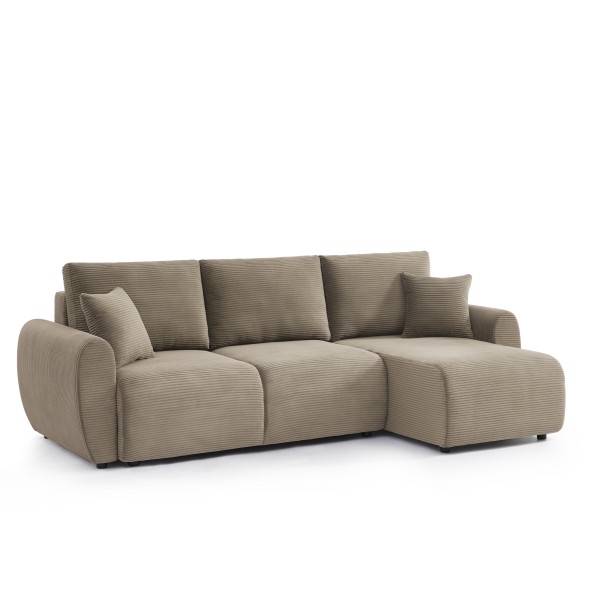 Canapé d'angle convertible et réversible 4 places DANILO velours taupe
