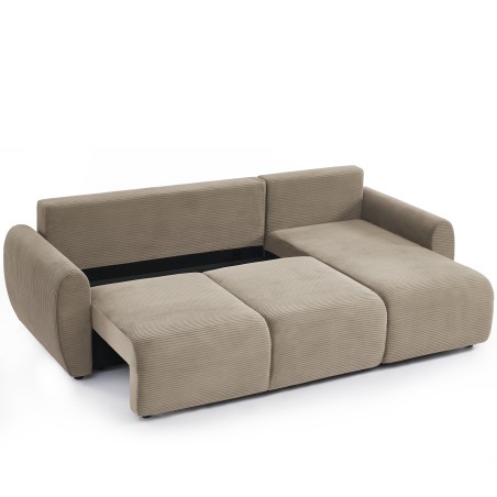 Canapé d'angle convertible et réversible 4 places DANILO velours taupe