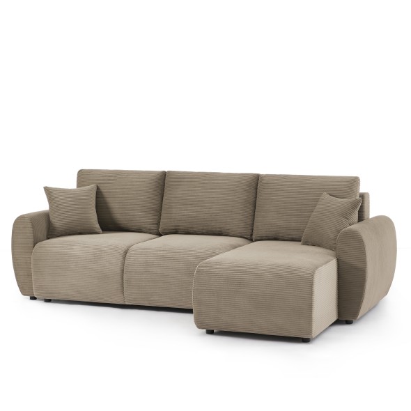 Canapé d'angle convertible et réversible 4 places DANILO velours taupe