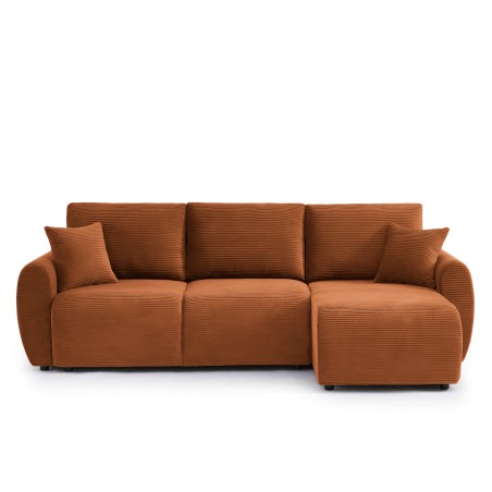 Canapé d'angle convertible et réversible 4 places DANILO velours côtelé terracotta