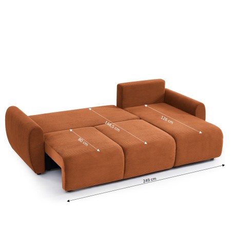 Canapé d'angle convertible et réversible 4 places DANILO velours côtelé terracotta