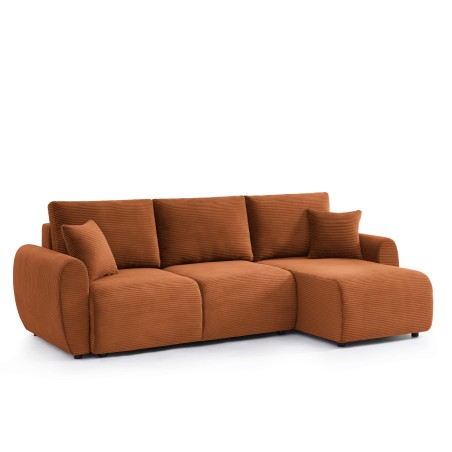 Canapé d'angle convertible et réversible 4 places DANILO velours côtelé terracotta