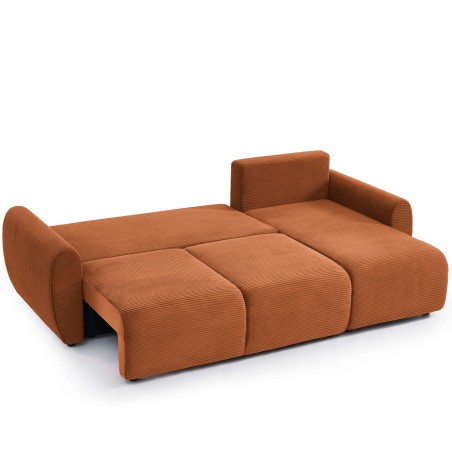 Canapé d'angle convertible et réversible 4 places DANILO velours côtelé terracotta