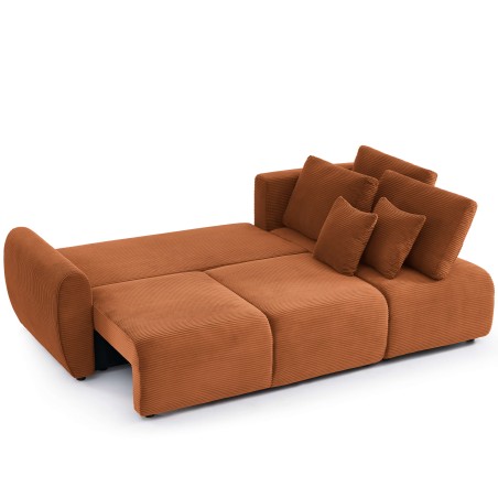 Canapé d'angle convertible et réversible 4 places DANILO velours côtelé terracotta
