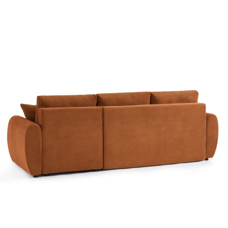 Canapé d'angle convertible et réversible 4 places DANILO velours côtelé terracotta