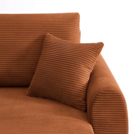 Canapé d'angle convertible et réversible 4 places DANILO velours côtelé terracotta