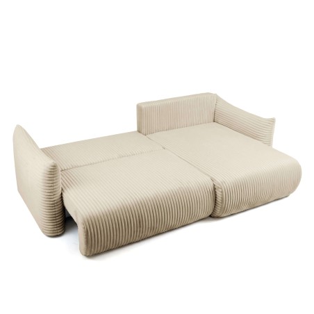 Canapé d'angle convertible et réversible GLORIA 4 places velours côtelé beige