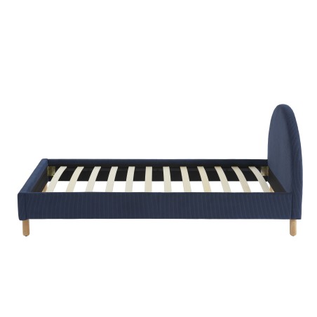 Lit enfant MAGNUS velours cotelé bleu nuit sommier 90x190 inclus