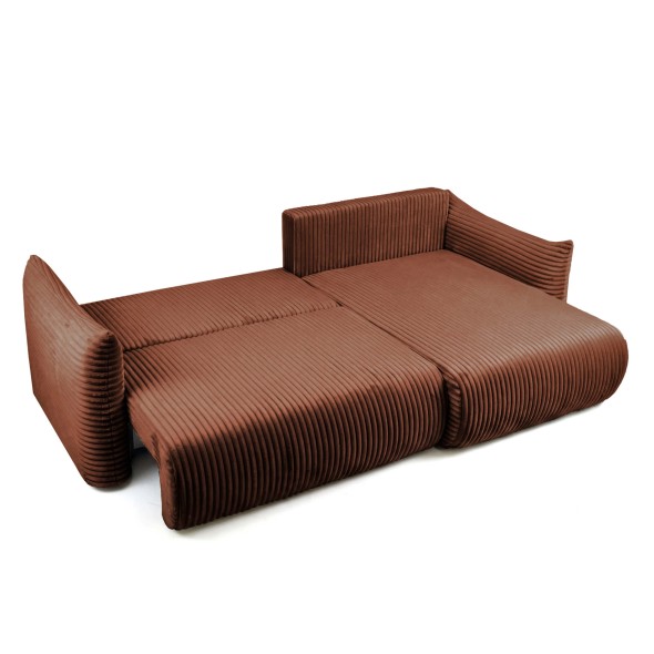 Canapé d'angle convertible et réversible GLORIA 4 places velours côtelé terracotta