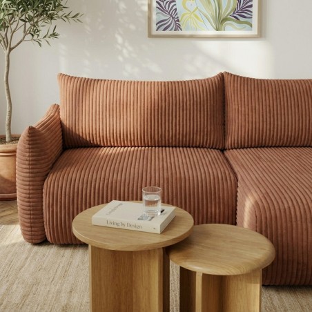 Canapé d'angle convertible et réversible GLORIA 4 places velours côtelé terracotta