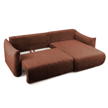 Canapé d'angle convertible et réversible GLORIA 4 places velours côtelé terracotta