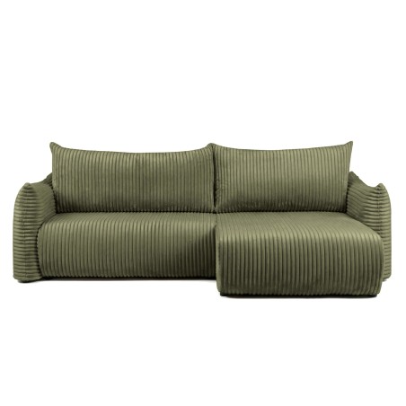 Canapé d'angle convertible et réversible GLORIA 4 places velours côtelé vert kaki