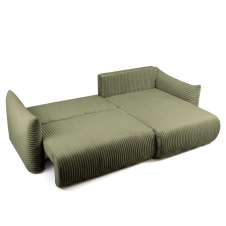 Canapé d'angle convertible et réversible GLORIA 4 places velours côtelé vert kaki
