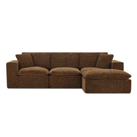 Canapé modulaire compressé KENA 4 places tissu bouclette zebré marron