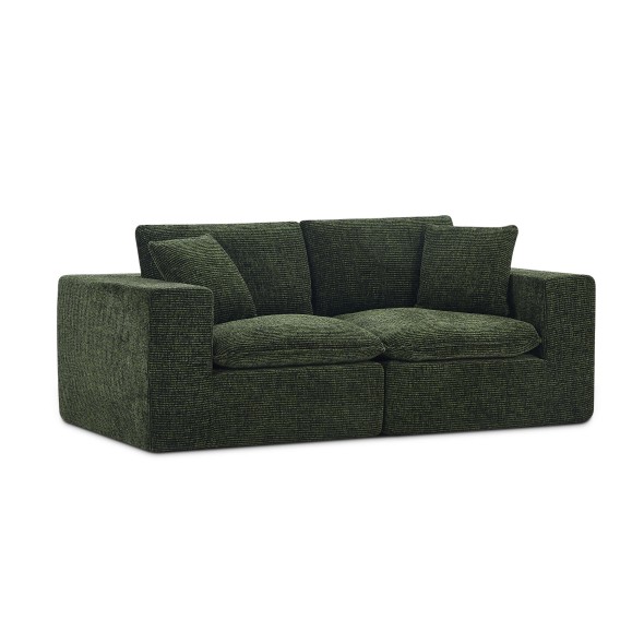 Canapé modulaire compressé KENA 4 places tissu bouclette zebré vert