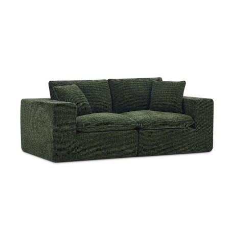 Canapé modulaire compressé KENA 4 places tissu bouclette zebré vert