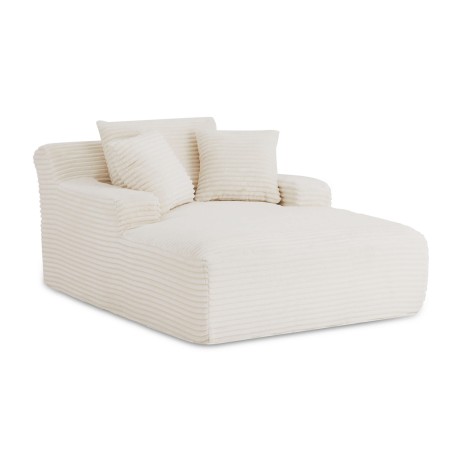 Canapé droit profond fixe et compressé KENEDY 1 place velours côtelé beige