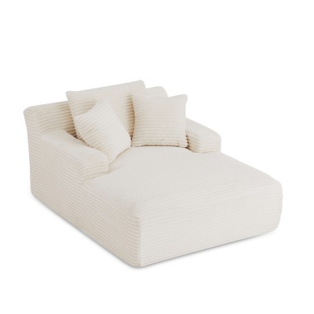 Canapé droit profond fixe et compressé KENEDY 1 place velours côtelé beige