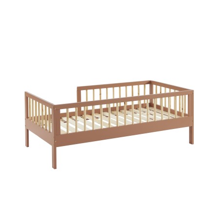 Lit enfant LOU pin massif terracotta 70x140 sommier inclus