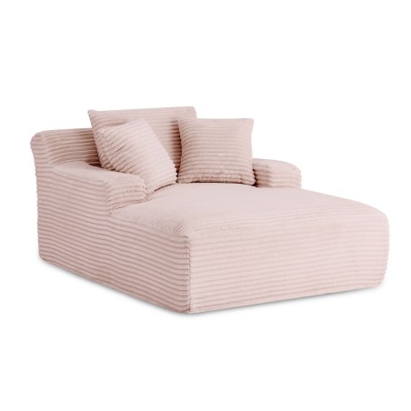 Canapé droit profond fixe et compressé KENEDY 1 place velours côtelé rose