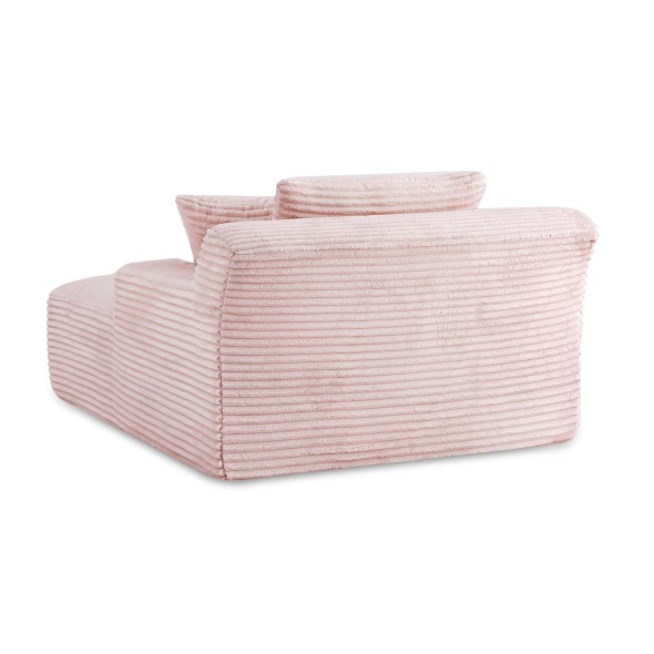 Canapé droit profond fixe et compressé KENEDY 1 place velours côtelé rose