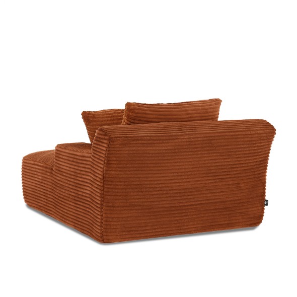 Canapé droit profond fixe et compressé KENEDY 1 place velours côtelé terracotta