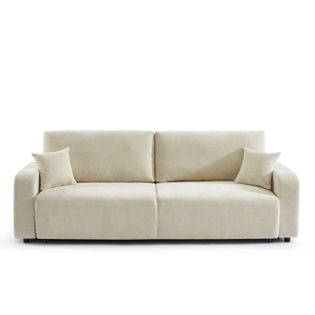 Canapé droit convertible LIVIO 3 places tissu beige