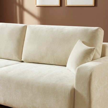Canapé droit convertible LIVIO 3 places tissu beige